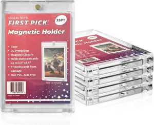 35PT (25 Pack) Premium One Touch Magnetic Card Holder UV Protection Ultra Clear Pro Design Trading Card Holder Card Protector Magnetic Card Case for Trading Cards Sports Cards Card Holder Case