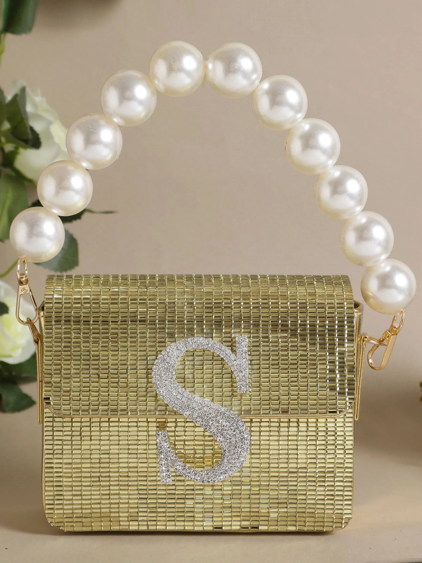 3D Cosmetics Satin Print Square Box Clutch for Women & Girls