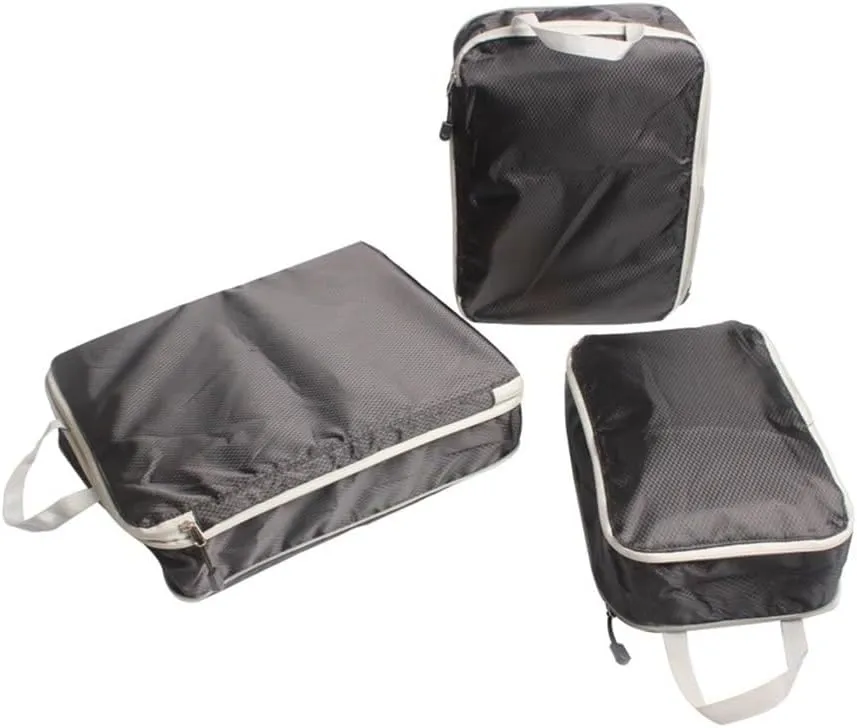 3PCS/set Compressible Packing Travel Organiser Cube Waterproof Suitcase Nylon Luggage Storage Bag Large Capacity Handbag(Pink,2SET)