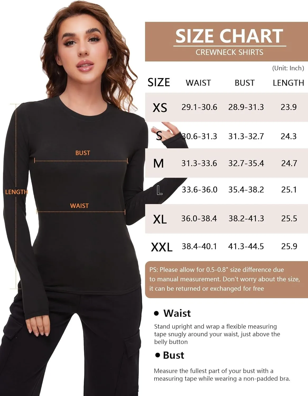 4 Pack Women’s Thermal Shirts, Women Fleece Lined Compression Long Sleeve Base Layer Tops for Winter Cold Weather