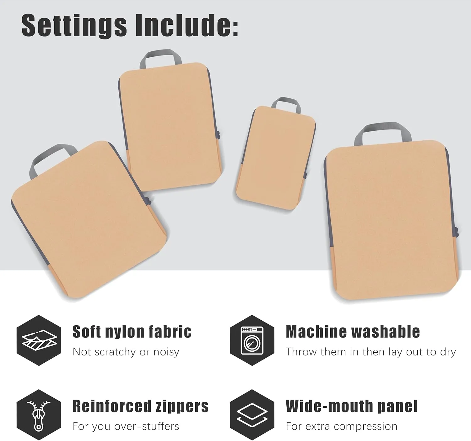 4 Set Compression Packing Cubes Travel - Travel Accessories Expandable Packing Organizers for Carry On - Essentials Luggage Travel Bags