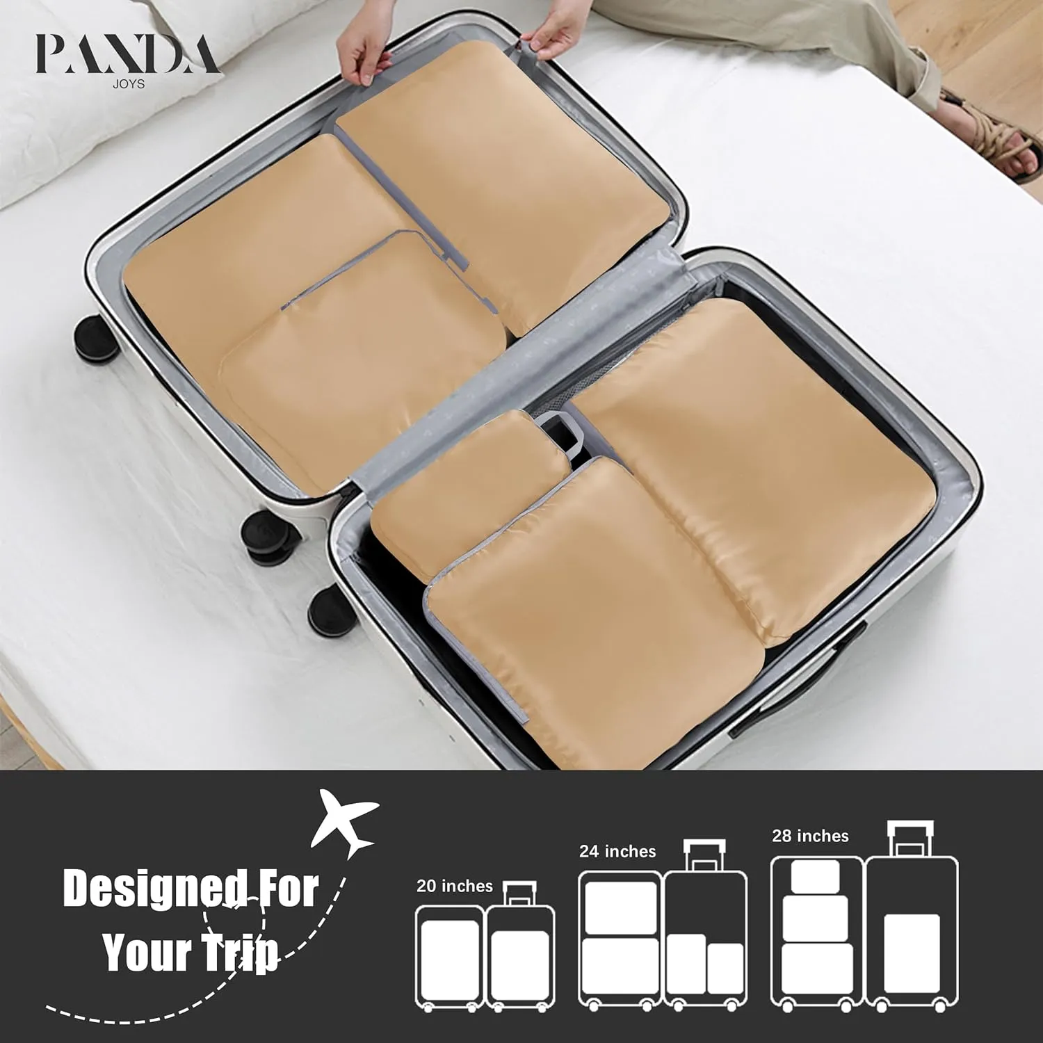 4 Set Compression Packing Cubes Travel - Travel Accessories Expandable Packing Organizers for Carry On - Essentials Luggage Travel Bags