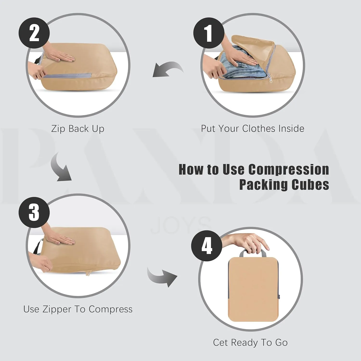 4 Set Compression Packing Cubes Travel - Travel Accessories Expandable Packing Organizers for Carry On - Essentials Luggage Travel Bags