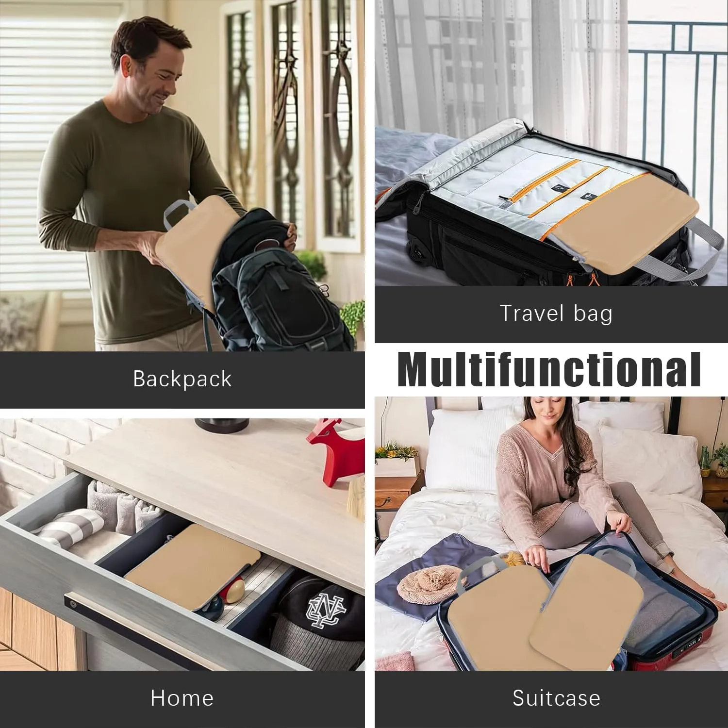 4 Set Compression Packing Cubes Travel - Travel Accessories Expandable Packing Organizers for Carry On - Essentials Luggage Travel Bags