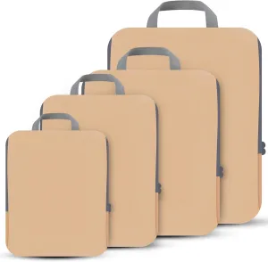 4 Set Compression Packing Cubes Travel - Travel Accessories Expandable Packing Organizers for Carry On - Essentials Luggage Travel Bags