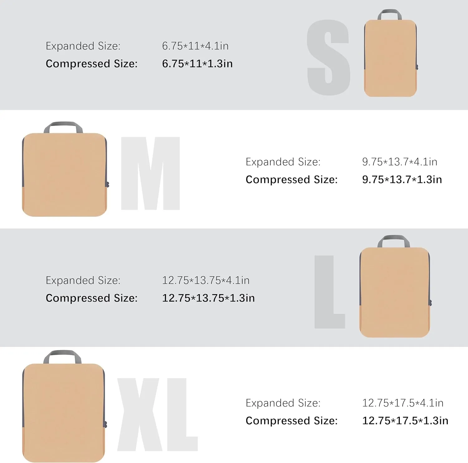 4 Set Compression Packing Cubes Travel - Travel Accessories Expandable Packing Organizers for Carry On - Essentials Luggage Travel Bags