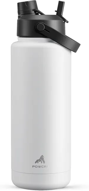40 oz Insulated Water Bottle with 2-in-1 Straw and Spout Lid, Keep Cold 24H, Leak-Proof, BPA-Free, Double Wall Stainless Steel Water Bottle for Sports, Gym, Travel, and School (Frosty Birch)