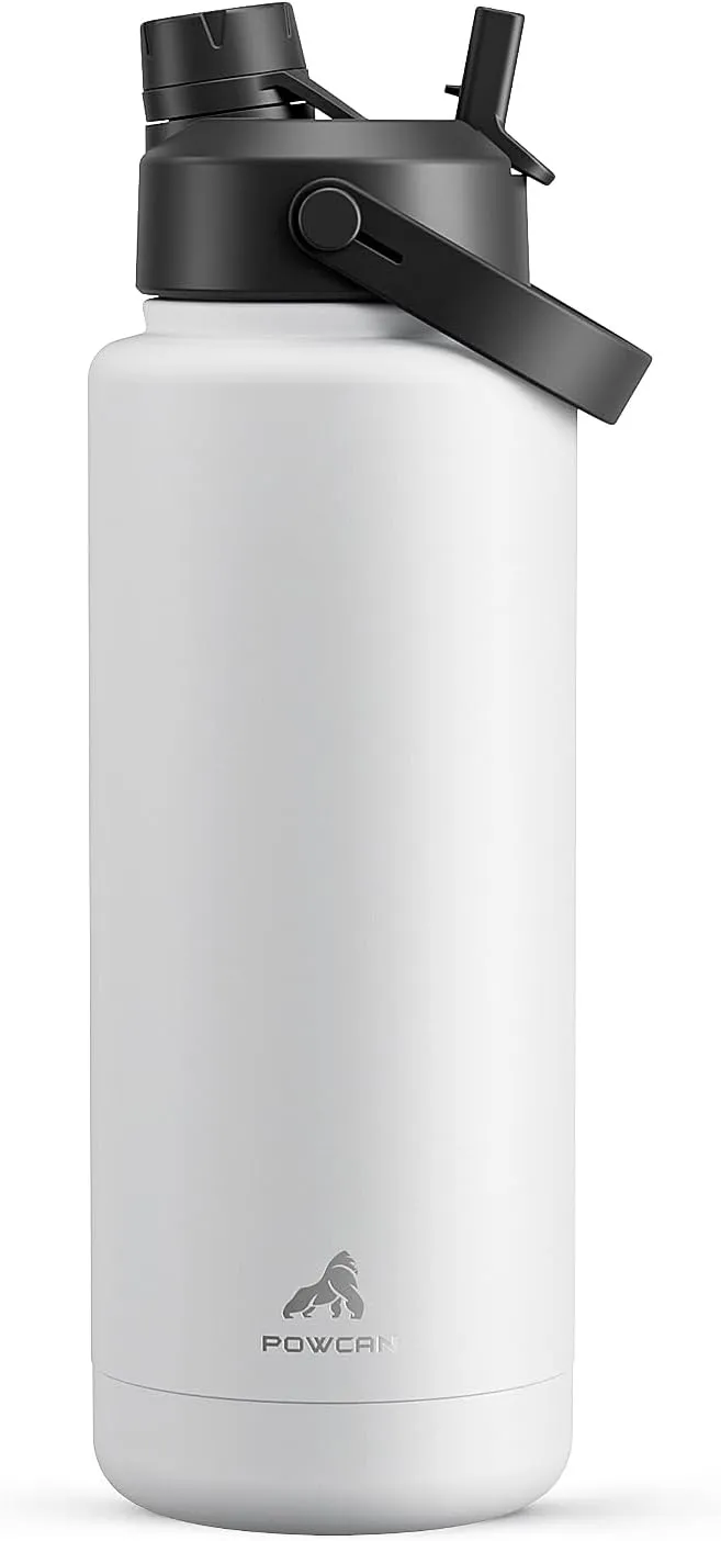 40 oz Insulated Water Bottle with 2-in-1 Straw and Spout Lid, Keep Cold 24H, Leak-Proof, BPA-Free, Double Wall Stainless Steel Water Bottle for Sports, Gym, Travel, and School (Frosty Birch)
