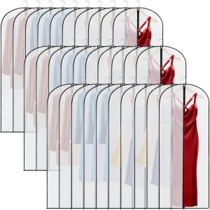 40 Pieces 60/40inch Garment Bags for Hanging Clothes with Zipper Hanging Garment Dress Bags for Gowns Long Storage Plastic Suit Cover for Coat Protector Travel Closet Clothing(24 x 60 Inch)