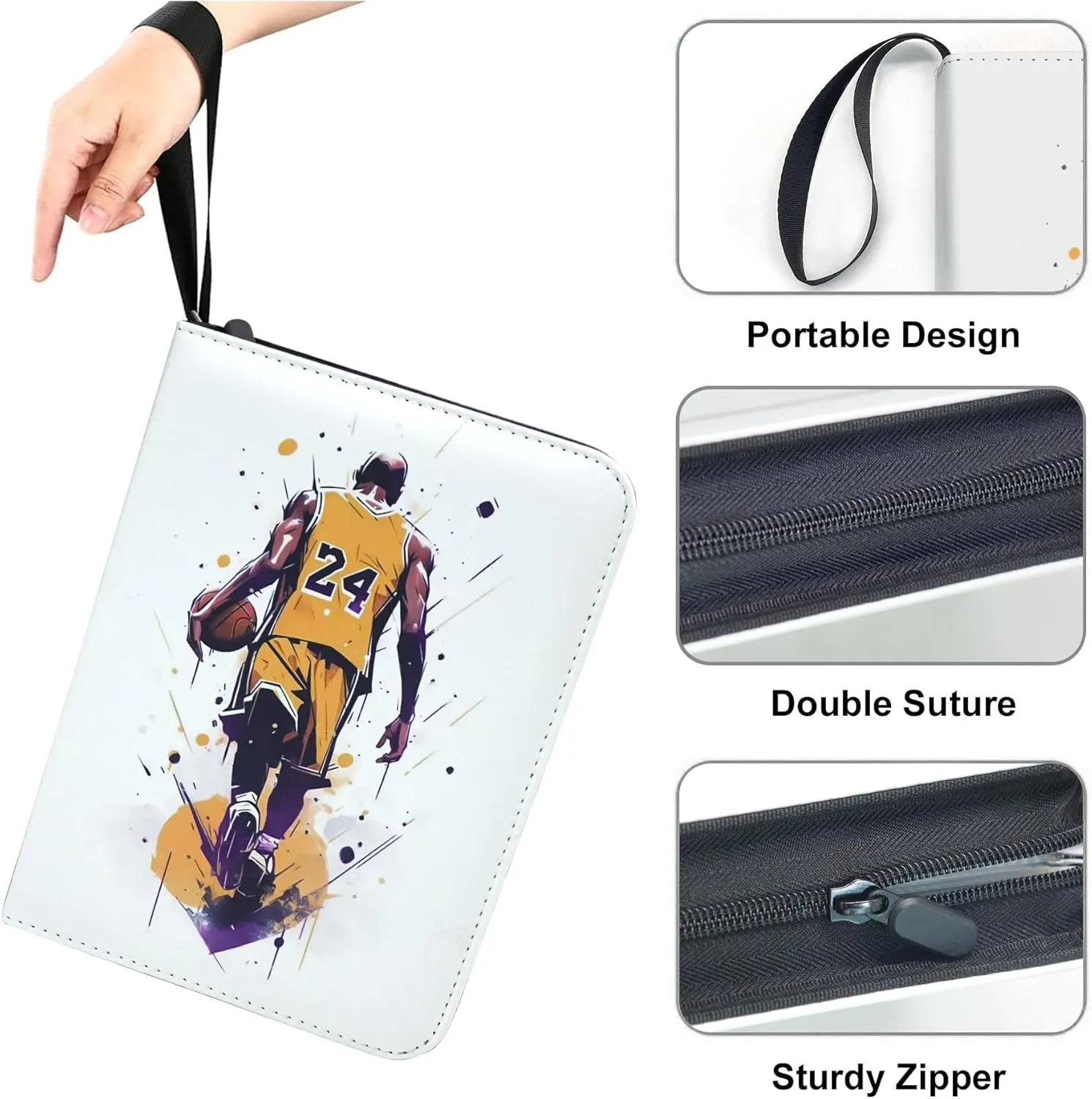 400 Pockets Basketball Card Binder for Basketball Trading Cards Collectors,Portable Waterproof Card Storage Bag with Removable Sleeves,Compatible with Basketball Cards 2024-2025