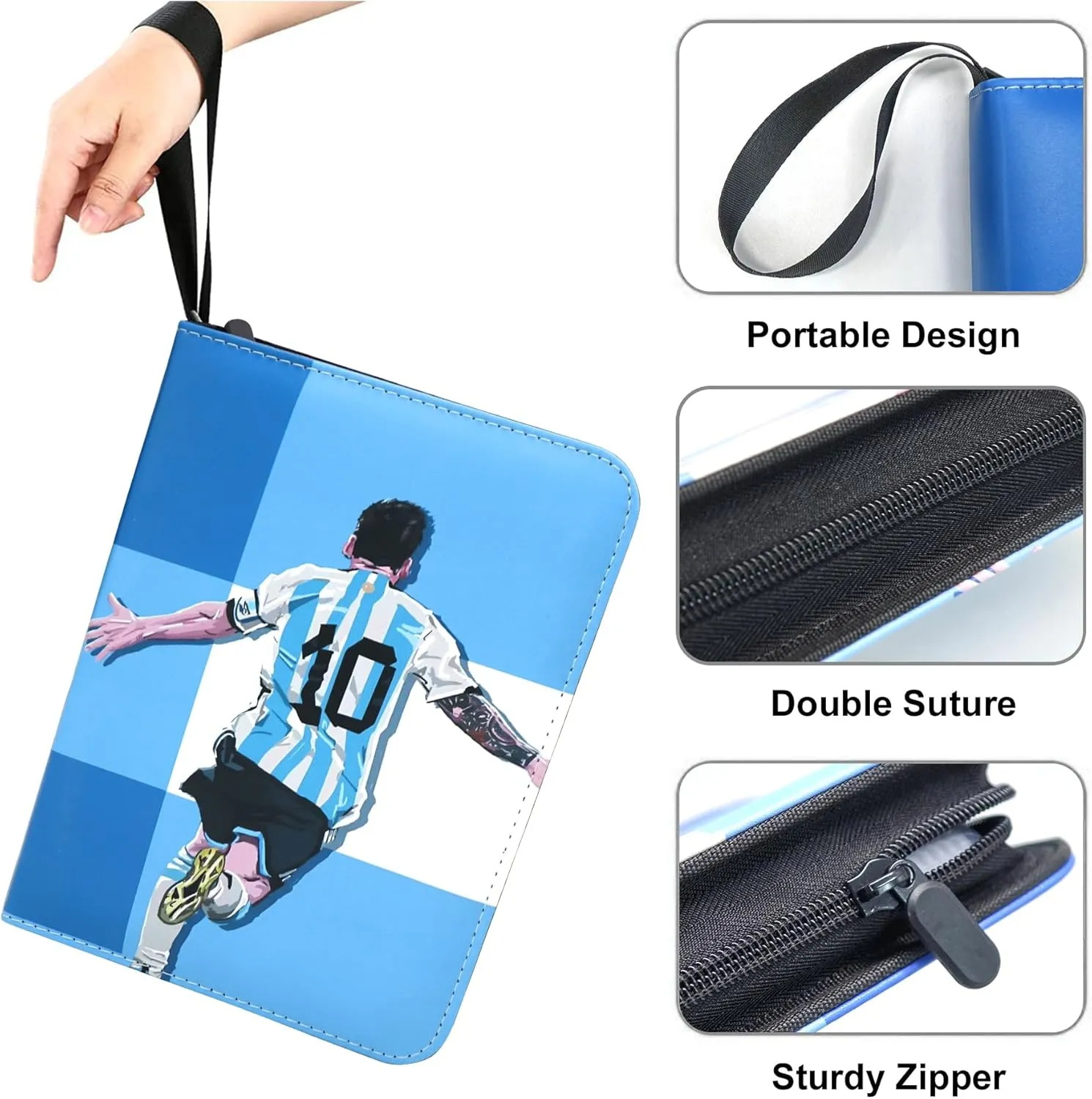 400 Pockets Soccer Card Binder for Soccer Trading Cards 2024-2025,Portable Waterproof Storage Bag with Removable Sleeves for Sports TCG Cards Collectors