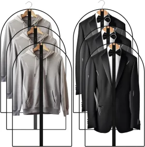 40" Garment Bags for Hanging Clothes, 6 Pack All Clear Plastic Bags for Closet Storage Full Zipper Suit Bags Clothes Protectors Bag Dustproof Garment Covers for Shirts Coats Jackets Gowns