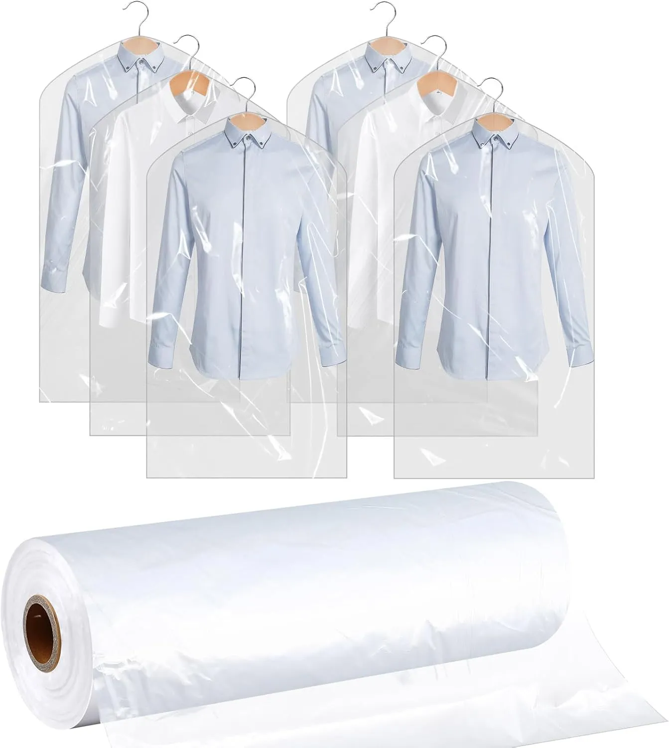 450 Count Dry Cleaner Bags Plastic Clear 21''x40'' Plastic Dust Cover Storage Dry Cleaning Bags for Clothes Hanging Clothes Suits Wedding Dresses Gowns Coats Uniforms