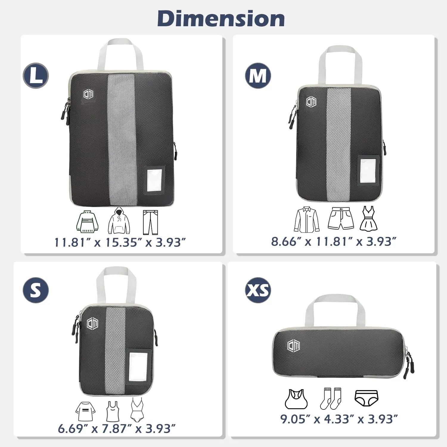4/6 Set Compression Packing Cubes with lable for Travel, Expandable Packing Organizers, Carry On Luggage Suitcase Organizer Bags
