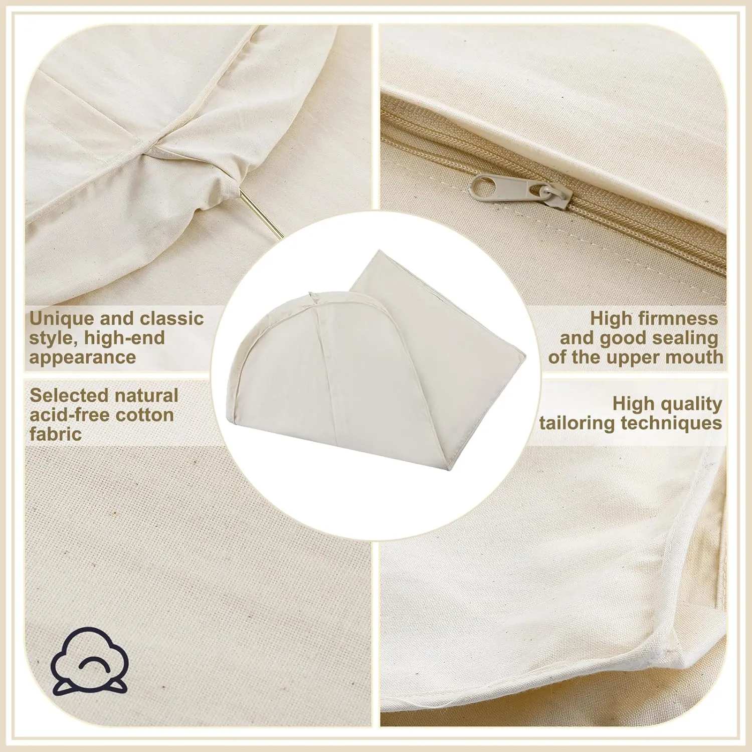 50 Inch Acid Free Cotton Muslin Suit Garment Bag Long Dress Suit Storage Box Closet Organizer for Suits, Coats, Travel Bag