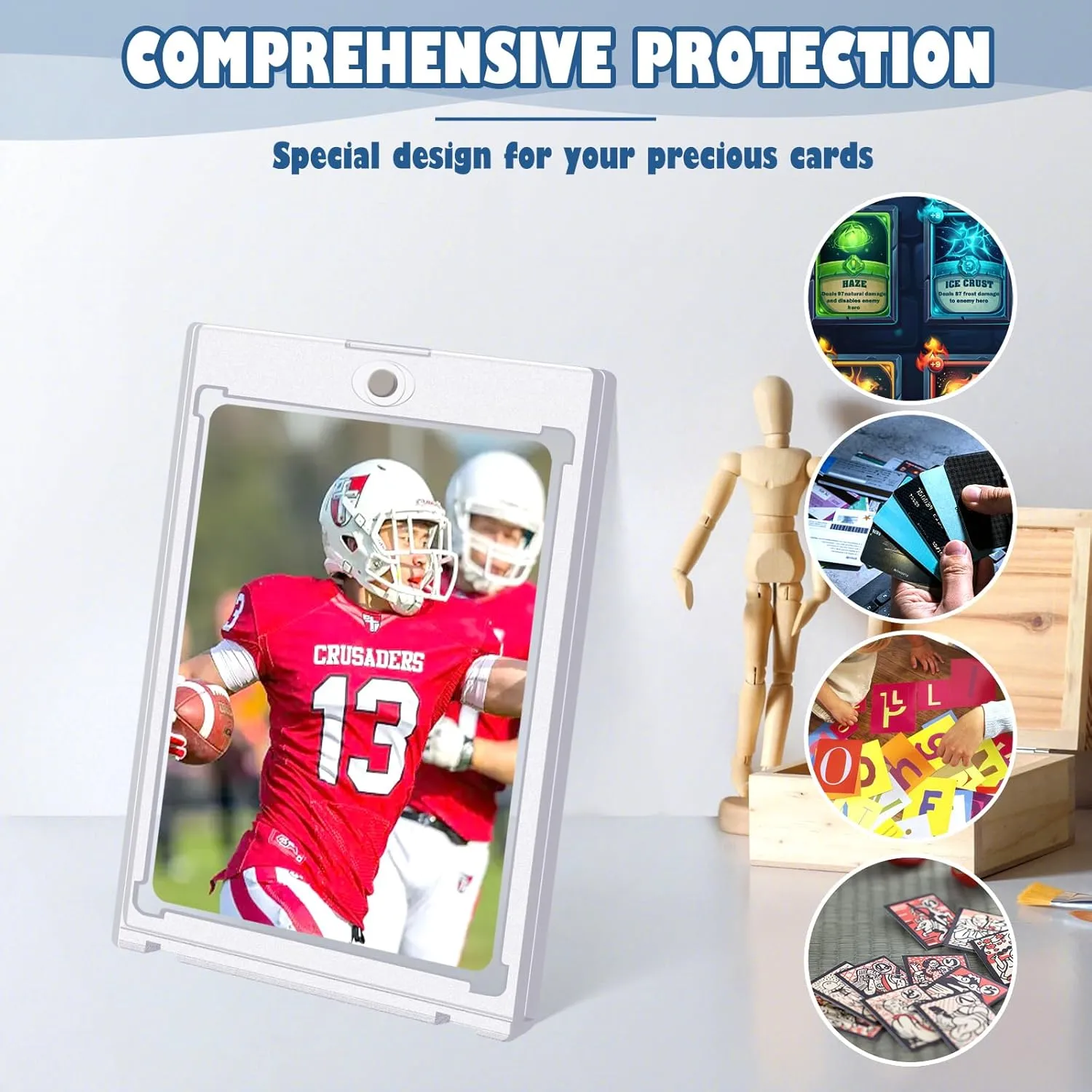 50ct Magnetic Card Holders for Trading Cards, 35pt Acrylic Card Protectors Baseball Card Display Case Fit for Sports Cards, MTG Cards, Standard Cards (Clear)