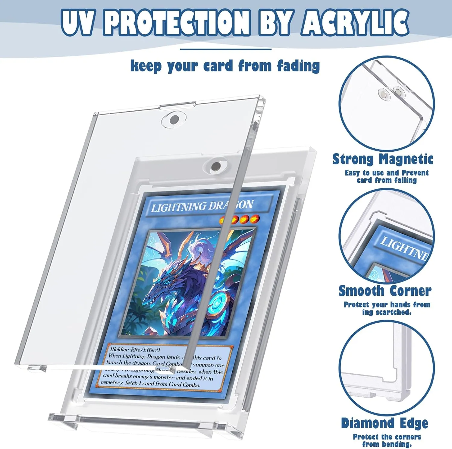 50ct Magnetic Card Holders for Trading Cards, 35pt Acrylic Card Protectors Baseball Card Display Case Fit for Sports Cards, MTG Cards, Standard Cards (Clear)