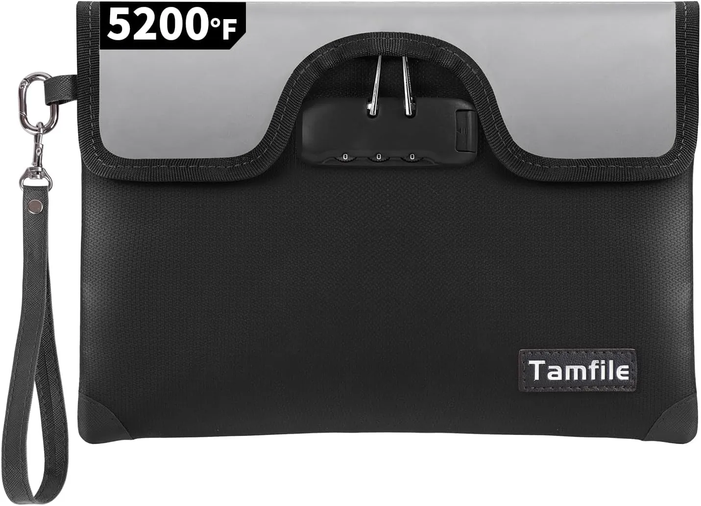 5200°F Fireproof Money Bag with Lock, Water Fireproof Document Bag with Zipper, 8 Layers Fire Insulation, Small Fireproof Safe Storage Pouch with Lock for Cash, Passport, (8.3" x 11", Black)
