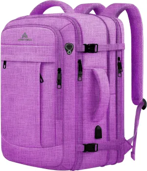 55L Carry On Backpack, Extra Large Laptop Backpack, Big Capacity Travel Backpack for Women, Expandable Water Resistant Bag Anti-Theft Business Daypack Fit 18 Inch Laptop with USB Port,Purple