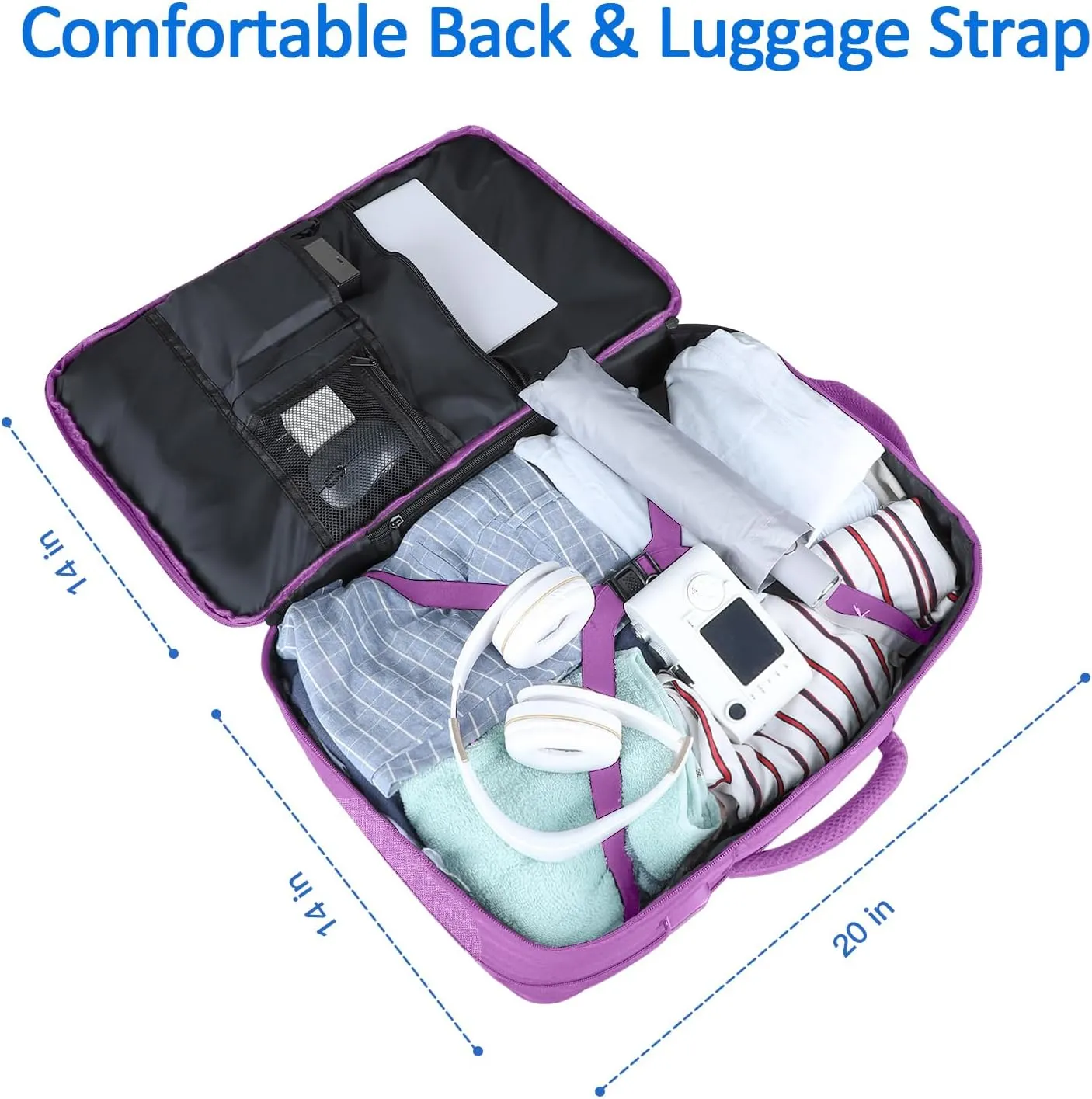 55L Carry On Backpack, Extra Large Laptop Backpack, Big Capacity Travel Backpack for Women, Expandable Water Resistant Bag Anti-Theft Business Daypack Fit 18 Inch Laptop with USB Port,Purple