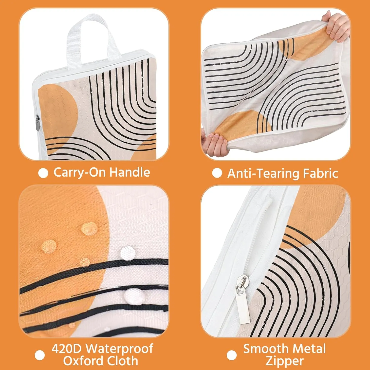 6 Pcs Compression Packing Cubes Waterproof Suitcase Travel Bag Luggage Backpack Organizer Travel Cubes for Packing-Bohemian