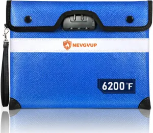 6200°F Fireproof Document Bag with Lock, Upgraded Fireproof Bag with Zipper/Reflective Strip, 9 Layers of Heat Insulated Materials, Fireproof Money Bag for Cash, 14.2"x11" Fireproof Pouch with Handle
