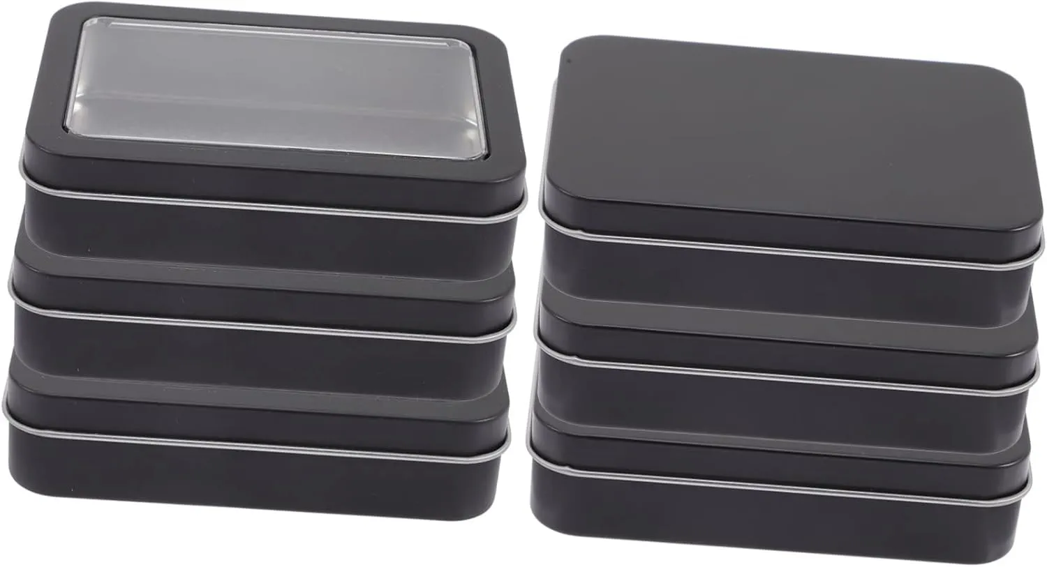 6Pcs Tinplate Card Decks Box with Transparent Lid Sturdy Storage Organizer for Design for Home Supplies and Game Collection