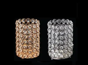 6" Designer Crystal Pillar Candle Holder (1 Pc)
