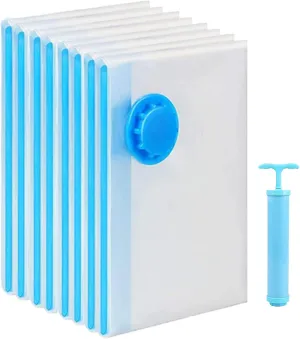 8 Pack Vacuum Storage Bags, Space Saver Bags (8Jumbo/1Hand pump） Compressed storage bags for clothing, comfort items, and blankets