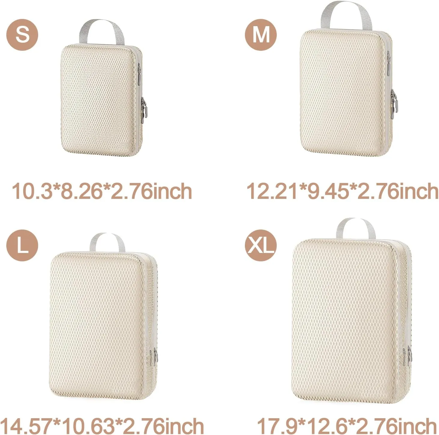 8 Set Packing Cubes for Travel - Double Zipper Compression Design, Space Saving, Sorting and Organizing Travel Luggage Items