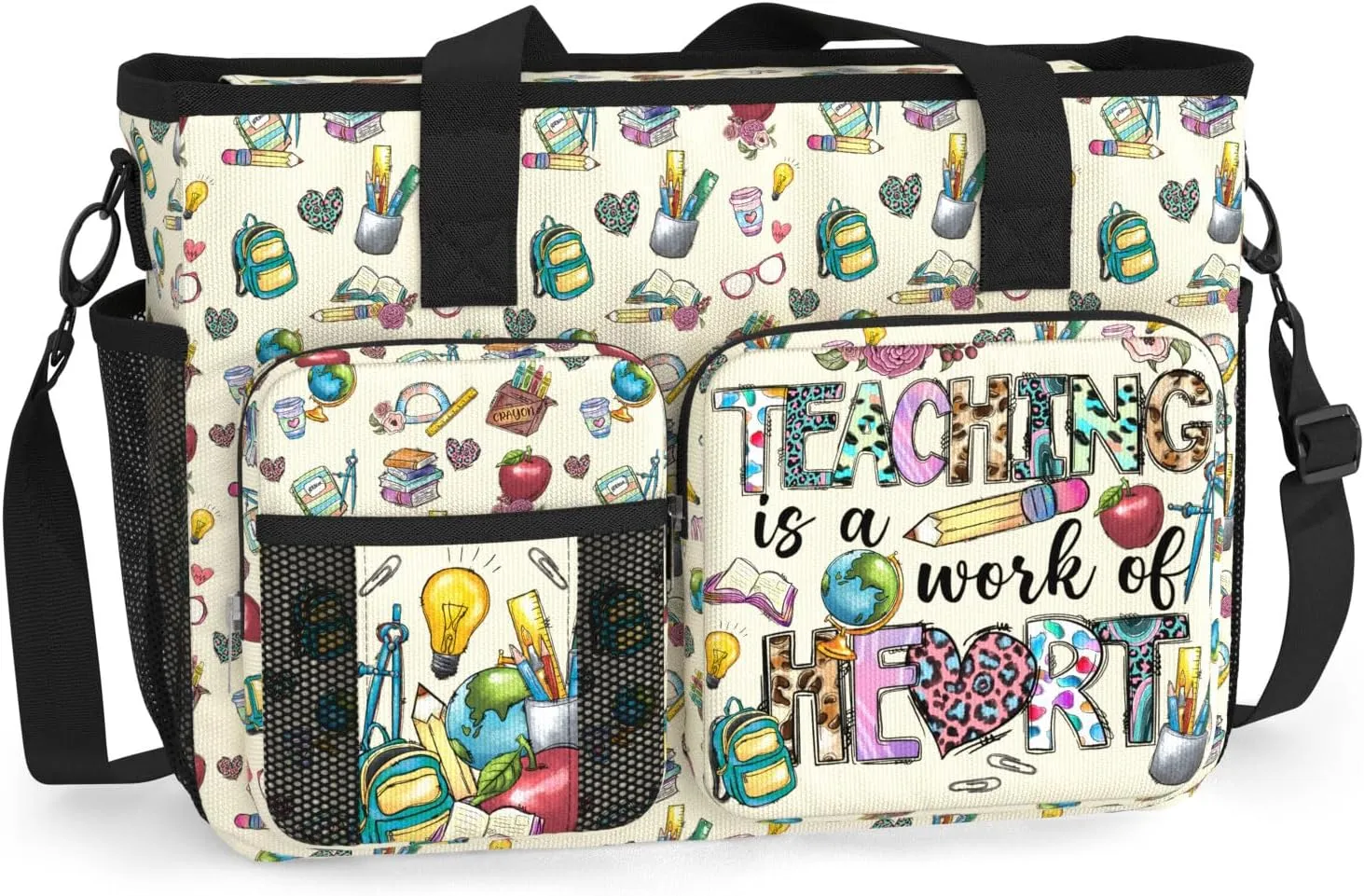 84hoods Large Teacher Work Bag. Waterproof Teacher Shoulder Bag for Work. Gift for Teacher.