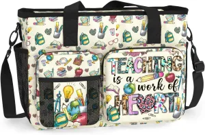 84hoods Large Teacher Work Bag. Waterproof Teacher Shoulder Bag for Work. Gift for Teacher.