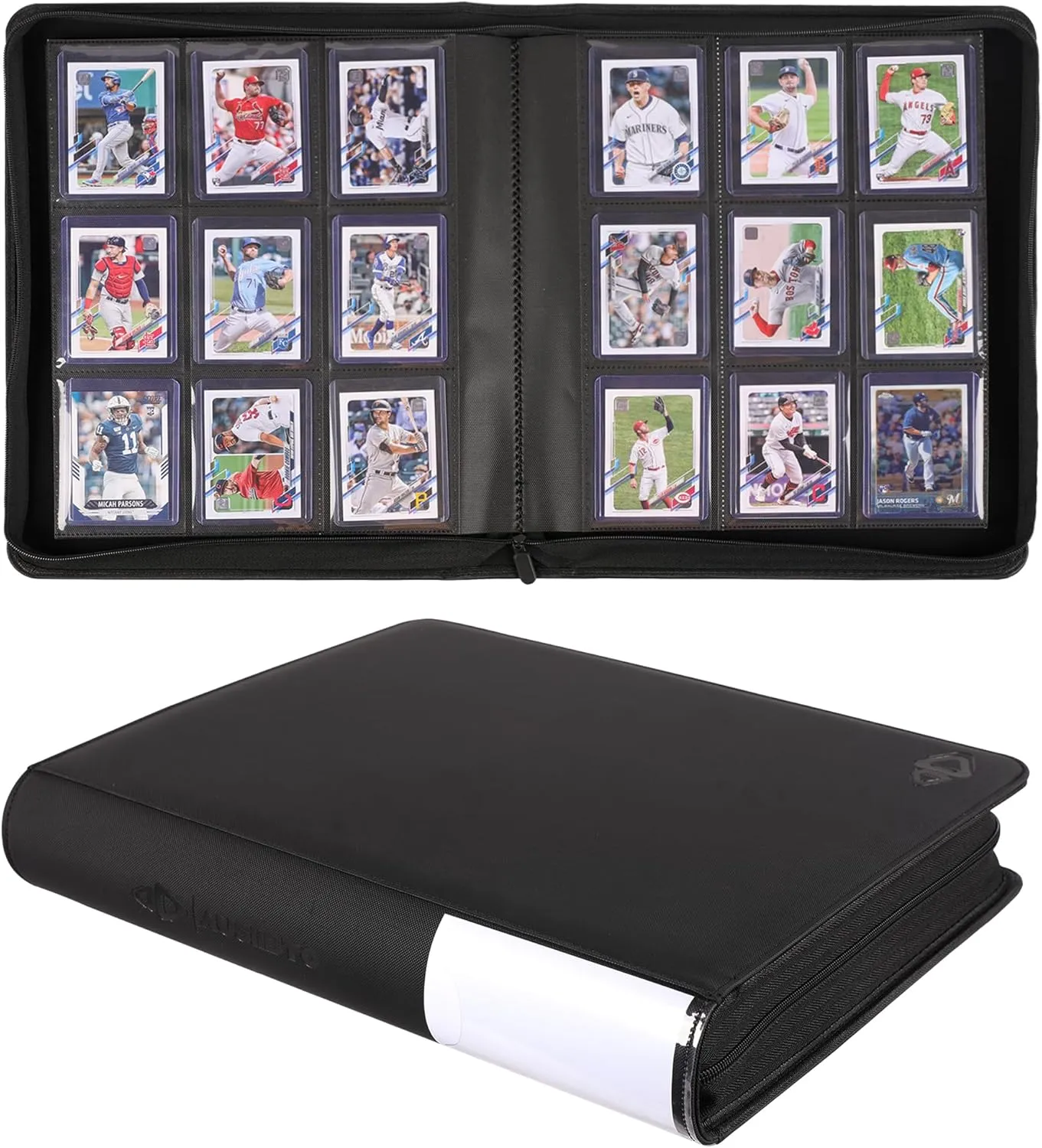 9 Pocket Card Binder, Holds 288 Top Loaders, Side-Loading Pages Design Compatible for 3" x 4" Toploaders 35pt Sleeves, Collectible Football, Baseball Trading Card Albums, Black