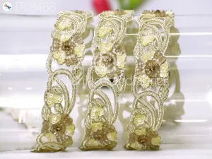 9 Yard Handmade Sequin Zardozi Trim Decor Wedding Dresses Costumes Indian Floral Sari Border DIY Crafting Saree Ribbon Zari Laces Trimming