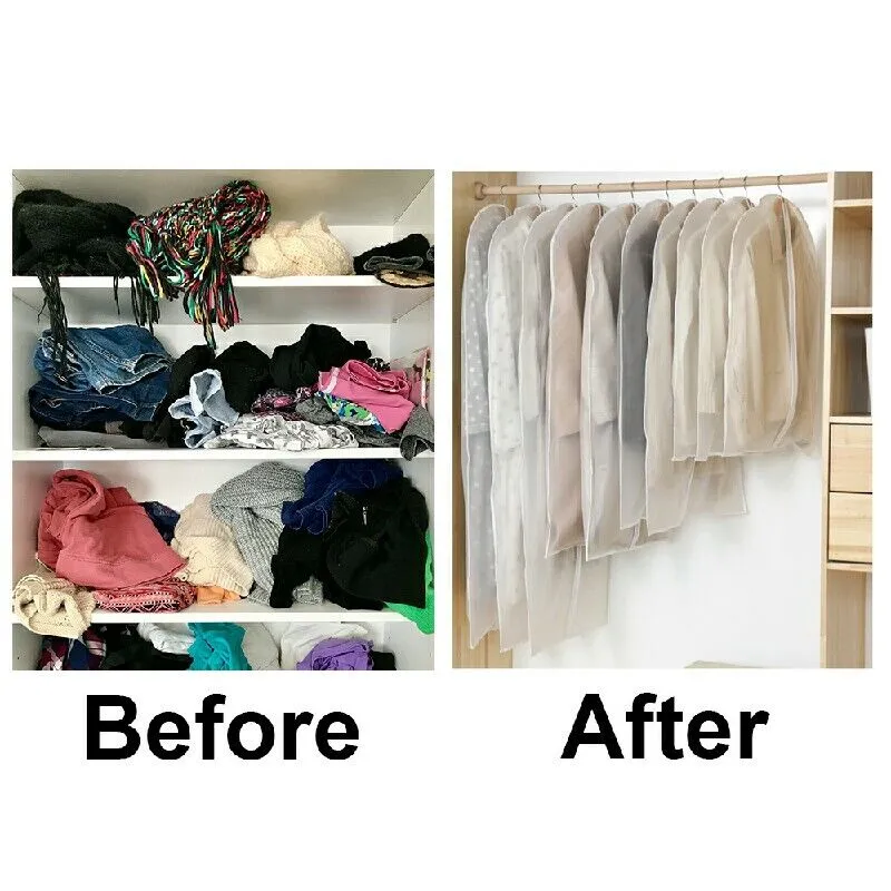 9pcs/Set Hanging Garment Bag Moth-Proof w/ Study Full Zipper for Closet Storage