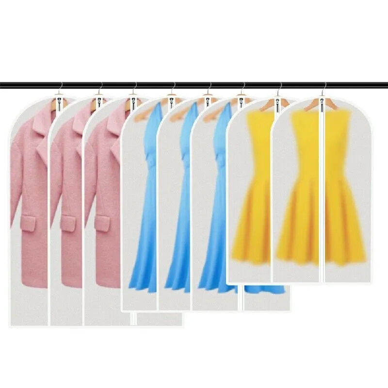 9pcs/Set Hanging Garment Bag Moth-Proof w/ Study Full Zipper for Closet Storage