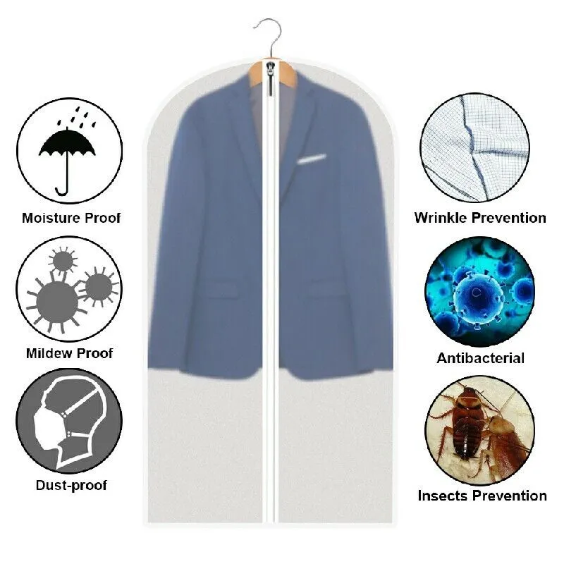 9pcs/Set Hanging Garment Bag Moth-Proof w/ Study Full Zipper for Closet Storage
