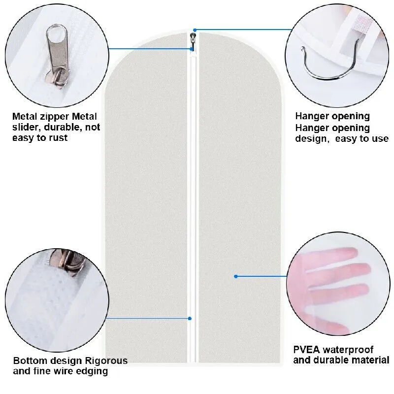 9pcs/Set Hanging Garment Bag Moth-Proof w/ Study Full Zipper for Closet Storage