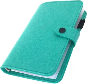 A6/ A5 6-Holes Felt Cover Round Ring View Binder File Folder for Loose Leaf Sheet Protectors/Notebook Refill/DIY Scrapbooking/Binder Cover Protector (Aqua Mint, A6 Combo)