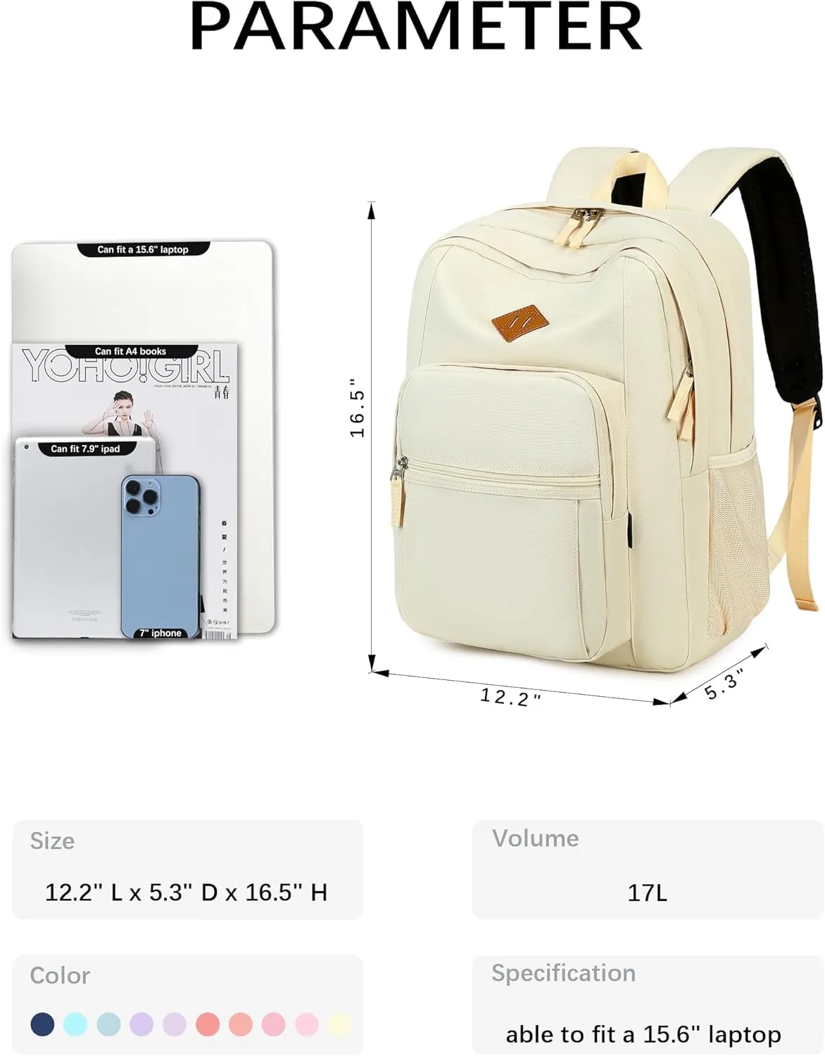 abshoo Classical Basic Travel Backpack For School Water Resistant Bookbag