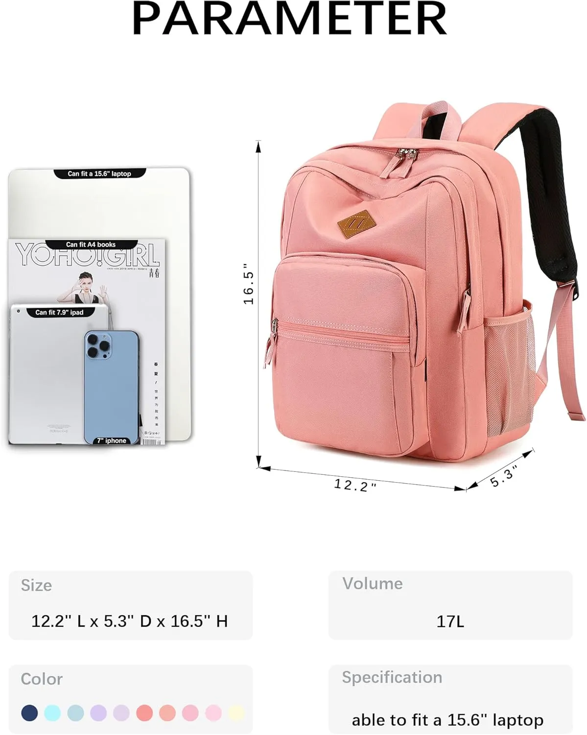 abshoo Classical Basic Travel Backpack For School Water Resistant Bookbag