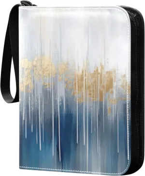 Abstract Painting Card Binder 4-Pockets, 400 Pockets Card Holder with 50 Removable Sleeves, Trading Card Collector Zipper Album Holder, Collector Album