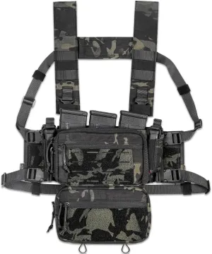 ACE TAC S.O.P. Tactical Chest Rig with 5.56/7.62 & Pistol Magazine Pouch Holders, Wing & Molle Dangler Pouches