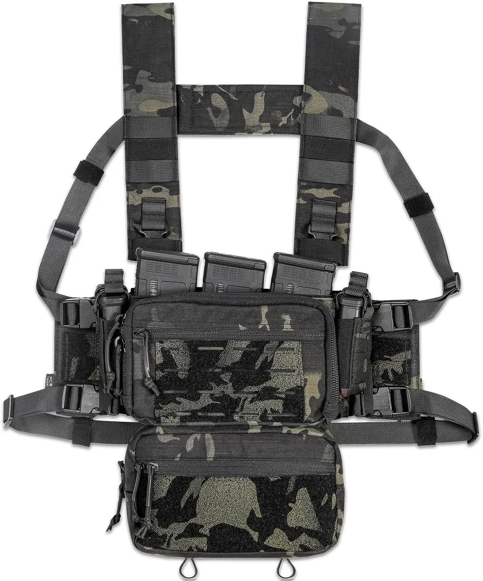ACE TAC S.O.P. Tactical Chest Rig with 5.56/7.62 & Pistol Magazine Pouch Holders, Wing & Molle Dangler Pouches