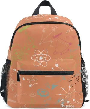 Acpiggto Backpack Daypack Orange Autumn Physics Science Formulas Education Symbol Hand Written Shoulder Bag with Name Label Tag With Padded Shoulder Strap Small Size