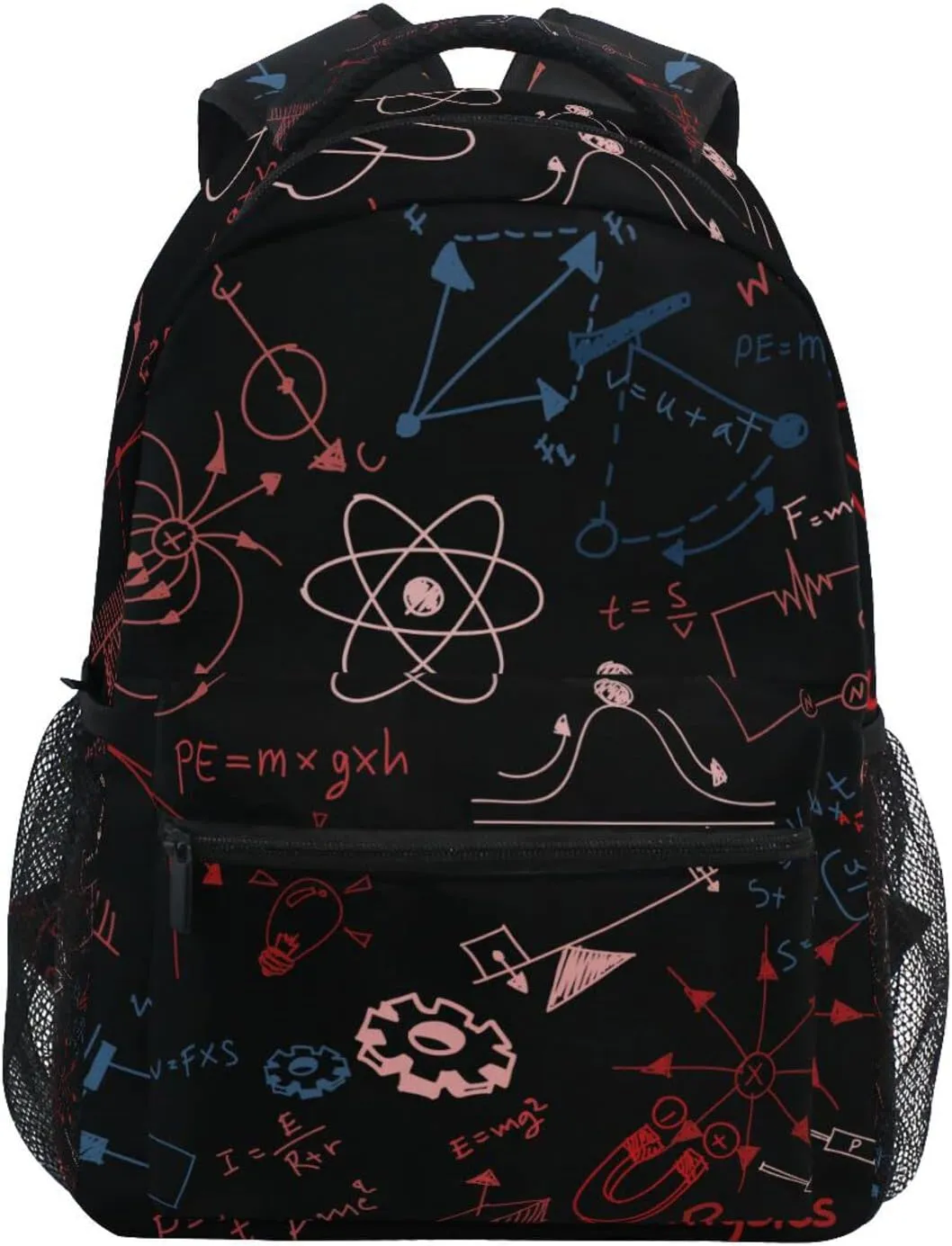 Acpiggto Backpack Daypack Shoulder Bag with Name Label Tag Red Green American Physics Formula Scientific Diagram Blackboard Rucksack Bookbag Laptop Compartment
