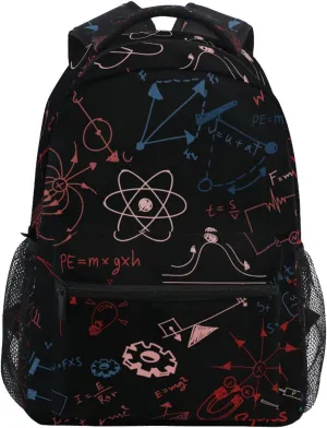 Acpiggto Backpack Daypack Shoulder Bag with Name Label Tag Red Green American Physics Formula Scientific Diagram Blackboard Rucksack Bookbag Laptop Compartment