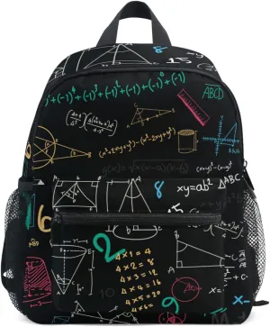 Acpiggto Small Backpack Daypack Shoulder Bag with Name Label Tag Math Formula Diagram Education Blackboard Multicolored