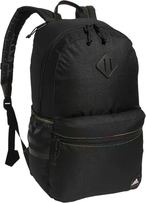 adidas 3-Stripe Classic Backpack for Men and Women, Bag with Laptop Sleeve, Black/Pulse Magenta Pink/Rainbow/5.0, One Size