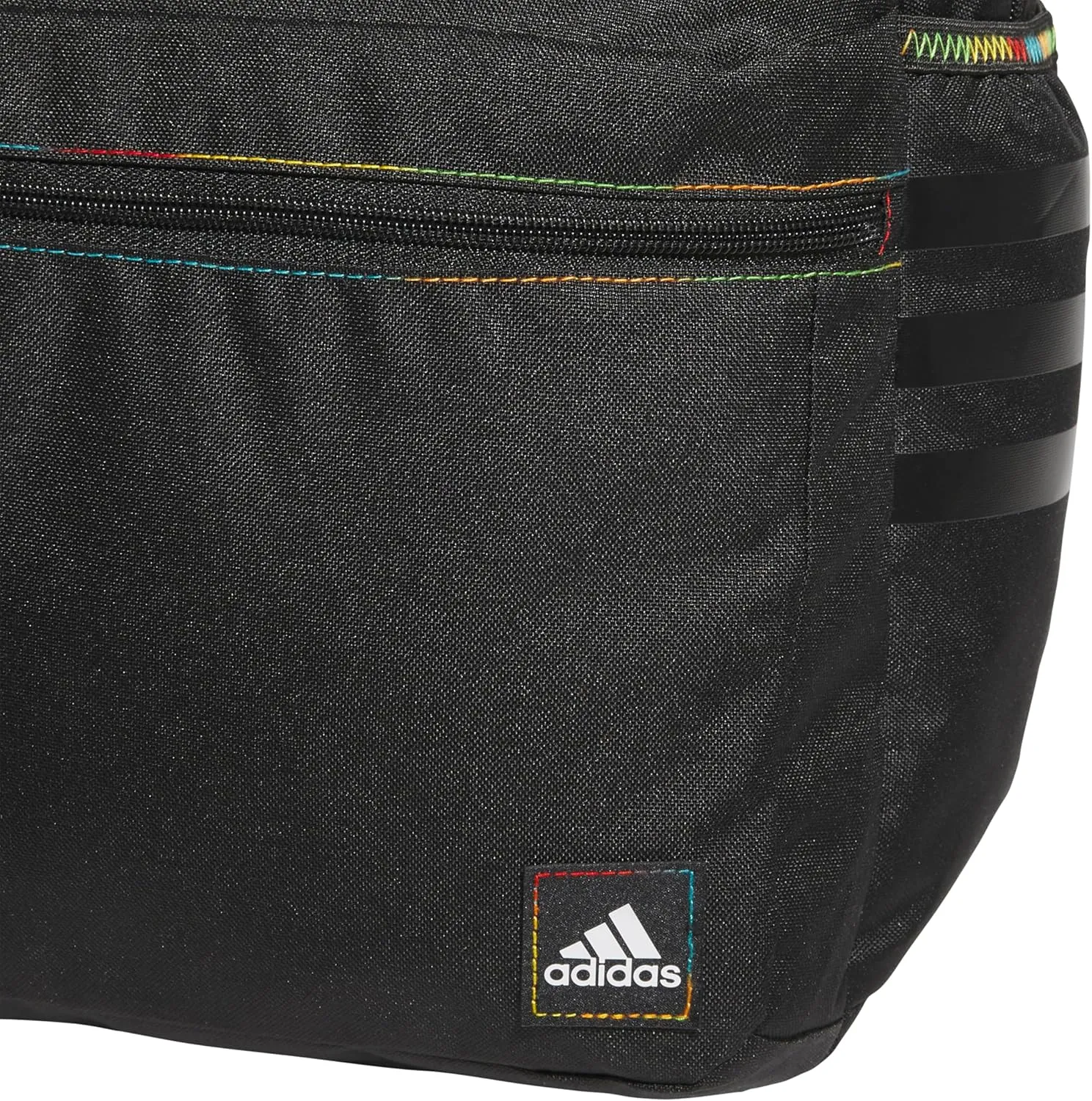 adidas 3-Stripe Classic Backpack for Men and Women, Bag with Laptop Sleeve, Black/Pulse Magenta Pink/Rainbow/5.0, One Size